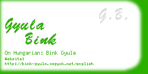 gyula bink business card